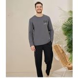 Pijamoni Erkek Pamuklu Bisiklet Yaka Uzun Kol İnce Pijama Takımı 6150/10 - 1 Adet