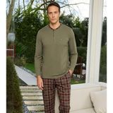 Pijamoni Erkek Standart Kalıp Pamuklu Düğme Yaka Uzun Kol Baharlık Pijama Takımı 6300/5H - 1 Adet