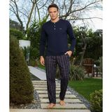 Pijamoni Erkek Standart Kalıp Pamuklu Düğme Yaka Uzun Kol Baharlık Pijama Takımı 6300/8L - 1 Adet