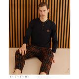 Pijamoni Erkek Süprem Slim Fit Uzun Kol İnce Pijama Takımı 6300 / 3 - 1 Adet Siyah L