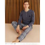 Pijamoni Erkek Süprem Slim Fit Uzun Kol İnce Pijama Takımı 6300 / 9 - 1 Adet Xl Füme