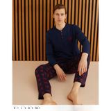 Pijamoni Erkek Süprem Uzun Kol İnce Pijama Takımı 6300 / 2 - 1 Adet Lacivert-L