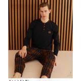Pijamoni Erkek Süprem Uzun Kol İnce Pijama Takımı 6300 / 3 - 1 Adet Siyah-L