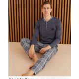Pijamoni Erkek Süprem Uzun Kol İnce Pijama Takımı 6300 / 9 - 1 Adet Füme-2XL
