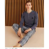Pijamoni Erkek Süprem Uzun Kol İnce Pijama Takımı 6300 / 9 - 1 Adet Füme-XL