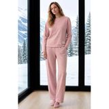 Pijamoni Kadın Bisiklet Yaka Uzun Kol Selanik Kışlık Pijama Takımı 1155-2 - 1 Adet Xl Pudra
