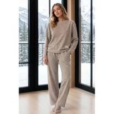 Pijamoni Kadın Bisiklet Yaka Uzun Kol Selanik Kışlık Pijama Takımı 1155-3 - 1 Adet S - M Kahverengi