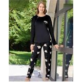 Pijamoni Kadın Kışlık Bisiklet Yaka Likralı Kadife Pijama Takımı 4210/13- 1 Adet Siyah-L