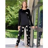 Pijamoni Kadın Kışlık Bisiklet Yaka Likralı Kadife Pijama Takımı 4210/13- 1 Adet Siyah-S - M