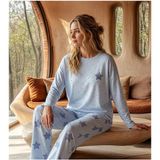 Pijamoni Kadın Likralı Pamuklu Bisiklet Yaka Uzun Kol İnce Pijama Takımı 1300/9 - 1 Adet