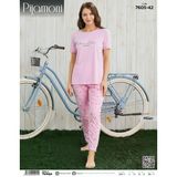 Pijamoni Kadın Milan Bisiklet Yaka Kısa Kol İnce Pijama Takımı 7605/42 - 1 Adet L Pembe