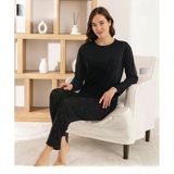 Pijamoni Kadın Milan Bisiklet Yaka Uzun Kol İnce Pijama Takımı 7575/4 - 1 Adet Siyah S - M