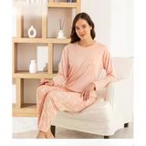 Pijamoni Kadın Milan Bisiklet Yaka Uzun Kol İnce Pijama Takımı 7575/8 - 1 Adet Xl Yavruağzı