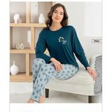 Pijamoni Kadın Milan Bisiklet Yaka Uzun Kol İnce Pijama Takımı 7600/19 - 1 Adet S - M Petrol