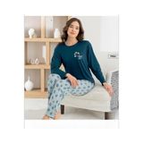 Pijamoni Kadın Milan Bisiklet Yaka Uzun Kol İnce Pijama Takımı 7600/19 - 1 Adet