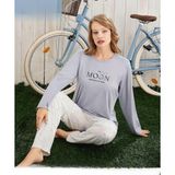 Pijamoni Kadın Milan Bisiklet Yaka Uzun Kol İnce Pijama Takımı 7600/24 - 1 Adet