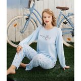 Pijamoni Kadın Milan Bisiklet Yaka Uzun Kol İnce Pijama Takımı 7600/25 - 1 Adet