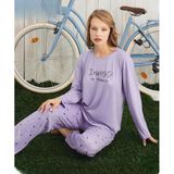 Pijamoni Kadın Milan Bisiklet Yaka Uzun Kol İnce Pijama Takımı 7600/30 - 1 Adet S - M Lila