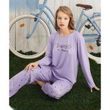 Pijamoni Kadın Milan Bisiklet Yaka Uzun Kol İnce Pijama Takımı 7600/30 - 1 Adet