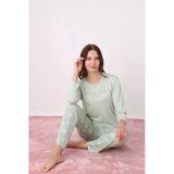 Pijamoni Kadın Milan Bisiklet Yaka Uzun Kol İnce Pijama Takımı 7600/33 - 1 Adet Xl Su Yeşil