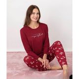 Pijamoni Kadın Milan Bisiklet Yaka Uzun Kol Ince Pijama Takımı 7600/34 - 1 Adet - Kırmızı - S - M