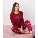 Pijamoni Kadın Milan Bisiklet Yaka Uzun Kol Ince Pijama Takımı 7600/34 - 1 Adet - Kırmızı - XL