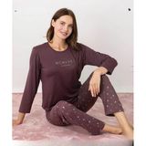 Pijamoni Kadın Milan Bisiklet Yaka Uzun Kol İnce Pijama Takımı 7600/36 - 1 Adet S - M Mürdüm