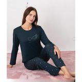 Pijamoni Kadın Milan Bisiklet Yaka Uzun Kol İnce Pijama Takımı 7600/38 - 1 Adet