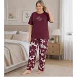 Pijamoni Kadın Milan Büyük Beden Bisiklet Yaka Kısa Kol İnce Pijama Takımı 7665/13B - 1 Adet