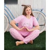 Pijamoni Kadın Milan Büyük Beden Bisiklet Yaka Kısa Kol İnce Pijama Takımı 7665/17 - 1 Adet