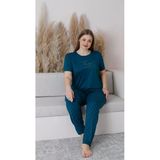 Pijamoni Kadın Milan Büyük Beden Bisiklet Yaka Kısa Kol İnce Pijama Takımı 7665/5- 1 Adet 4Xl Petrol