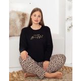 Pijamoni Kadın Milan Büyük Beden Bisiklet Yaka Uzun Kol İnce Pijama Takımı 7666/10- 1 Adet Siyah-4XL