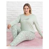 Pijamoni Kadın Milan Büyük Beden Bisiklet Yaka Uzun Kol İnce Pijama Takımı 7666/28 - 1 Adet