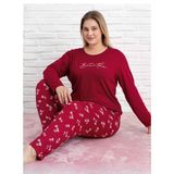 Pijamoni Kadın Milan Büyük Beden Bisiklet Yaka Uzun Kol İnce Pijama Takımı 7666/29 - 1 Adet Kırmızı 5Xl