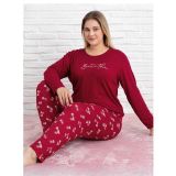 Pijamoni Kadın Milan Büyük Beden Bisiklet Yaka Uzun Kol İnce Pijama Takımı 7666/29 - 1 Adet