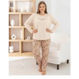Pijamoni Kadın Milan Büyük Beden Bisiklet Yaka Uzun Kol İnce Pijama Takımı 7666/37 - 1 Adet