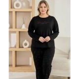 Pijamoni Kadın Milan Büyük Beden Bisiklet Yaka Uzun Kol İnce Pijama Takımı 7666/46 - 1 Adet