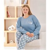 Pijamoni Kadın Sofya Büyük Beden Bisiklet Yaka Uzun Kol İnce Pijama Takımı 8720/1- 1 Adet