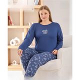 Pijamoni Kadın Sofya Büyük Beden Bisiklet Yaka Uzun Kol İnce Pijama Takımı 8720/4- 1 Adet