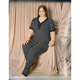 Pijamoni Kadın Viskon Büyük Beden Kısa Kol V Yaka İnce Pijama Takımı 7530/1 - 1 Adet Siyah-5XL