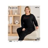Pijamoni Milan Kumaş Büyük Beden Uzun kollu Bisiklet Yaka Pijama Takımı