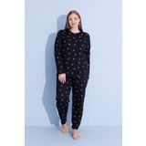PİJAMOOD Kadın Battal Beden Baskılı Uzun Kollu Pamuklu Pijama Takımı