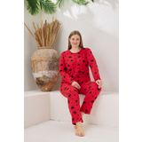 PİJAMOOD Kadın Pamuklu Battal Beden Bisiklet Yaka Pijama Takımı
