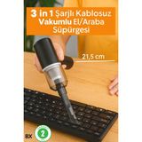 Pika 3 In 1 Şarjlı Kablosuz Vakumlu El Süpürgesi Araç, Ev ve Ofis Için Güçlü Taşınabilir Mini Elektrikli Süpürge