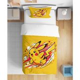 Pikachu 3D Dijital Baskılı Tek Kişilik Çarşafsız Genç Erkek Genç Çocuk Nevresim Takımı - Sarı - 160 x 220 cm