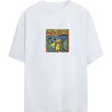 Pikachu -Edvard Munch - Çığlık Tasarımlı Unisex Oversize T-Shirt - Beyaz