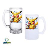 Pikachu Kulplu Bira Bardağı Buzlu Veya Şeffaf Seçenekli 0336