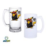 Pikachu Kulplu Bira Bardağı Buzlu Veya Şeffaf Seçenekli 0337