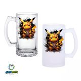 Pikachu Kulplu Bira Bardağı Buzlu Veya Şeffaf Seçenekli 0338
