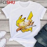 Pikaçu Pokemon anime T-SHIRT MODEL474 - Beyaz